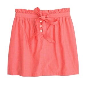 J. CREW Factory Coral Pink Cotton Paper-Bag Mini Skirt Women’s Sz S